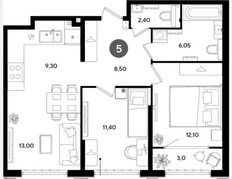2-комн. квартира, 62.75 м², 2/9 этаж фото 0