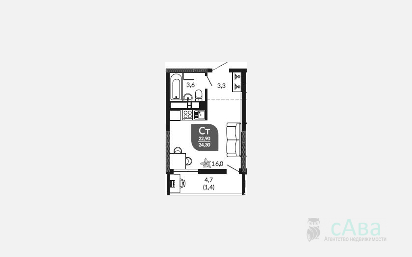 <span>Продается 2-комн. квартира,</span><span>47.70 м², 23/23 этаж </span> фото 20