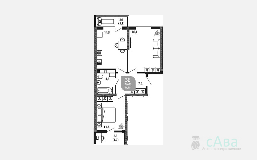 <span>Продается 3-комн. квартира,</span><span>53.70 м², 23/23 этаж </span> фото 0