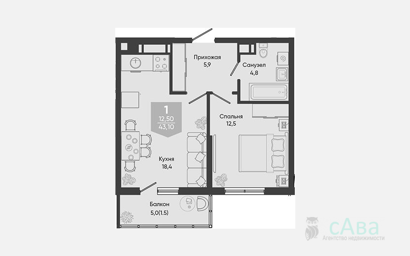 <span>Продается 2-комн. квартира,</span><span>41.60 м², 22/24 этаж </span> фото 0