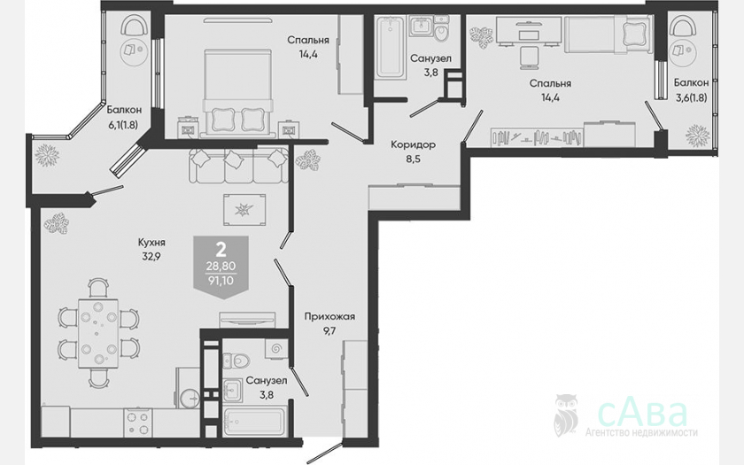 <span>Продается 3-комн. квартира,</span><span>87.50 м², 9/24 этаж </span> фото 0
