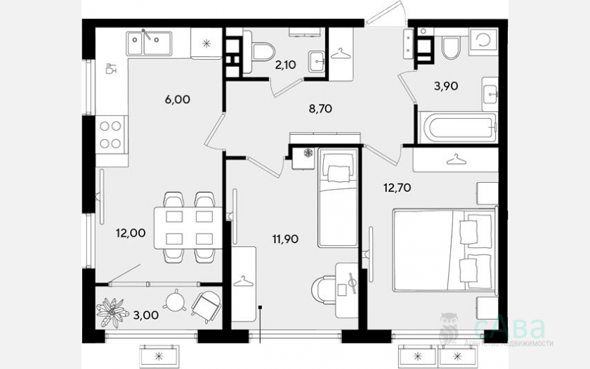 <span>Продается 3-комн. квартира,</span><span>57.30 м², 8/9 этаж </span> фото 0