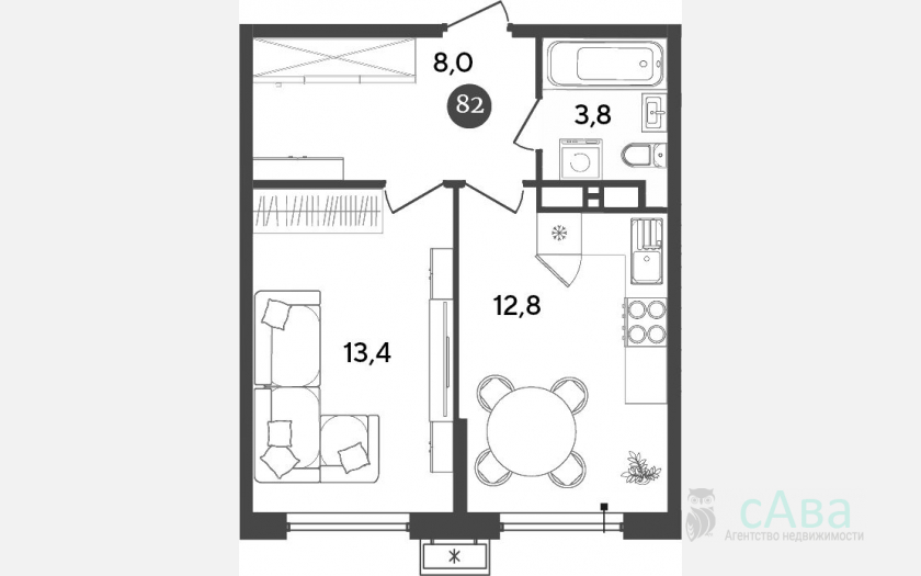 <span>Продается 3-комн. квартира,</span><span>56.20 м², 8/18 этаж </span> фото 2