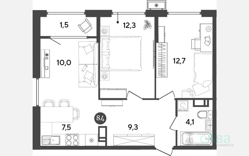 <span>Продается 1-комн. квартира,</span><span>37.40 м², 8/18 этаж </span> фото 3