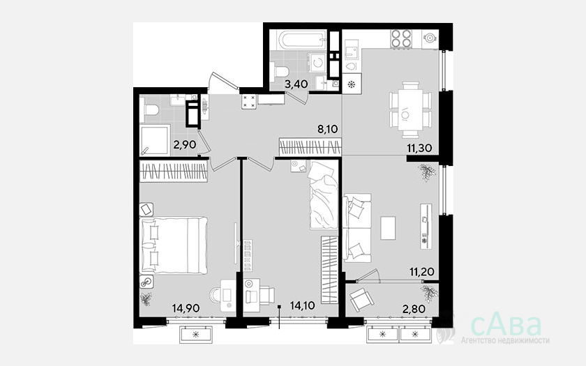<span>Продается 2-комн. квартира,</span><span>37.30 м², 17/18 этаж </span> фото 3