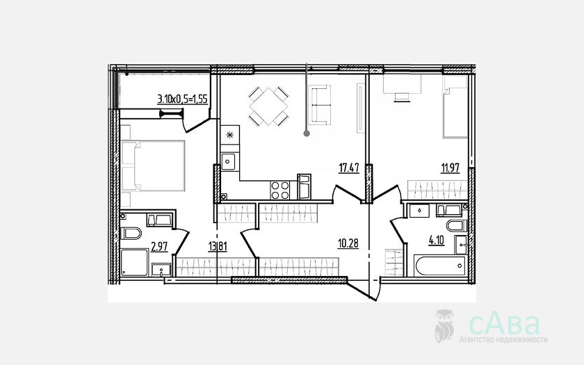 <span>Продается 2-комн. квартира,</span><span>60.61 м², 5/9 этаж </span> фото 0