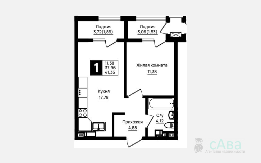 <span>Продается 1-комн. квартира,</span><span>37.96 м², 5/18 этаж </span> фото 0