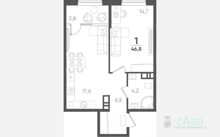 <span>Продается 1-комн. квартира,</span><span>43 м², 4/9 этаж </span> фото 0
