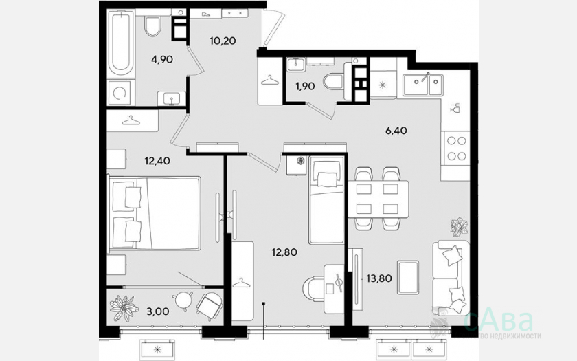 <span>Продается 3-комн. квартира,</span><span>62.90 м², 2/9 этаж </span> фото 2