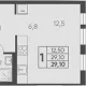 студия, 29.10 м², 5/15 этаж фото 0
