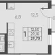 студия, 29.10 м², 8/15 этаж фото 0
