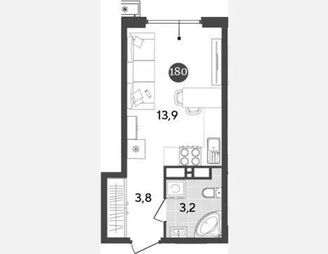 студия, 20.90 м², 16/18 этаж фото 0
