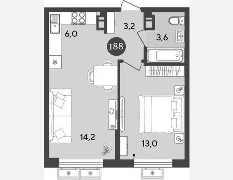 2-комн. квартира, 40 м², 9/9 этаж фото 0