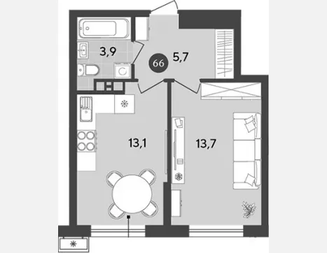 3-комн. квартира, 56.10 м², 9/18 этаж фото 4