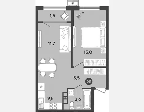 2-комн. квартира, 45.30 м², 9/18 этаж фото 0