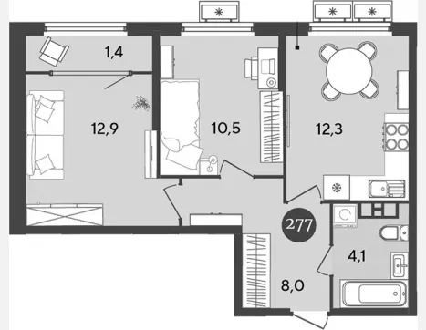 1-комн. квартира, 37.20 м², 17/18 этаж фото 2