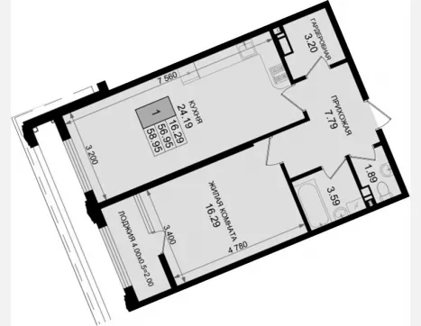 1-комн. квартира, 56.95 м², 5/8 этаж фото 0