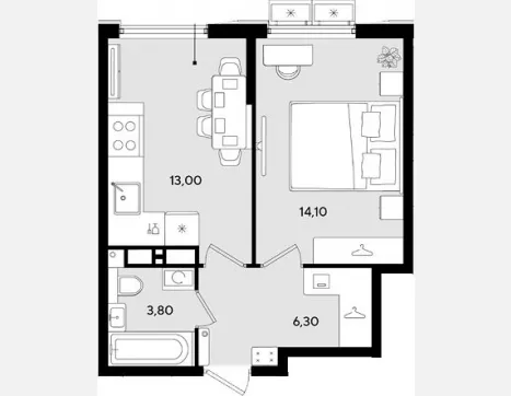 1-комн. квартира, 37.20 м², 16/18 этаж фото 0