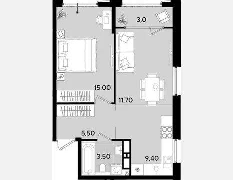 2-комн. квартира, 45.10 м², 13/18 этаж фото 0