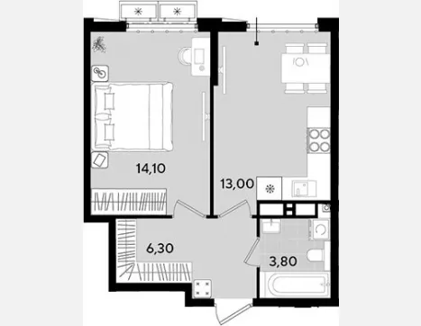 1-комн. квартира, 37.20 м², 12/18 этаж фото 0