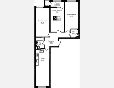 3-комн. квартира, 103.54 м², 5/18 этаж фото 0