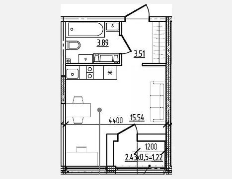 студия, 22.94 м², 4/9 этаж фото 0