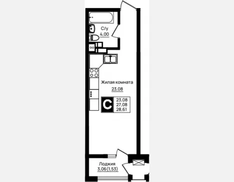 студия, 27.08 м², 6/18 этаж фото 0